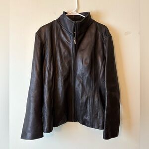 Siena Black Full Zip Up Collared 100% Leather Jacket, Size XXL Women’s